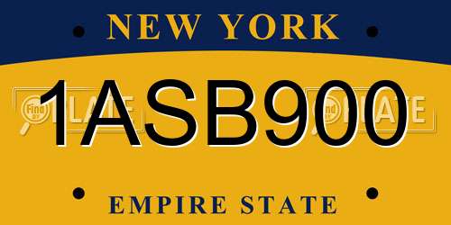 1ASB900 New York License Plate