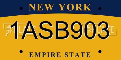 1ASB903 New York License Plate