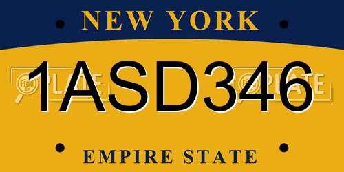 1ASD346 New York License Plate