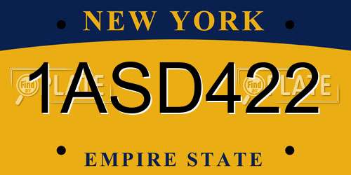 1ASD422 New York License Plate