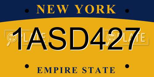 1ASD427 New York License Plate
