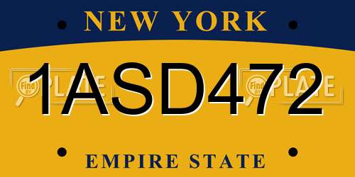 1ASD472 New York License Plate
