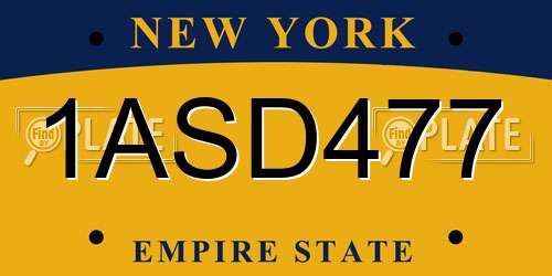 1ASD477 New York License Plate