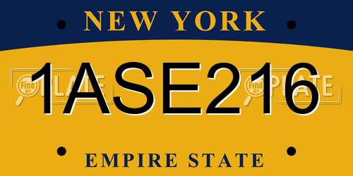 1ASE216 New York License Plate