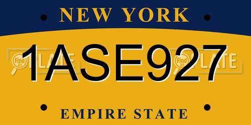 1ASE927 New York License Plate