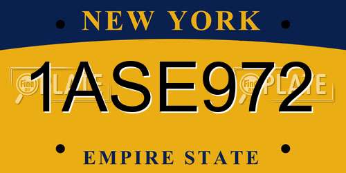 1ASE972 New York License Plate