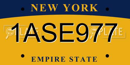 1ASE977 New York License Plate