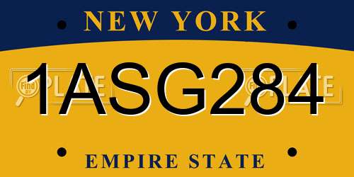 1ASG284 New York License Plate