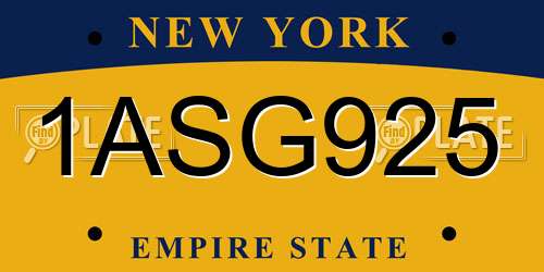 1ASG925 New York License Plate
