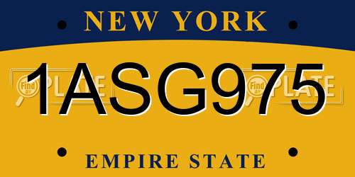 1ASG975 New York License Plate