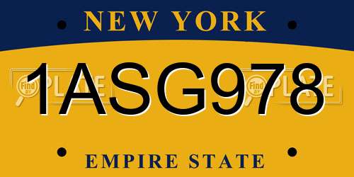 1ASG978 New York License Plate