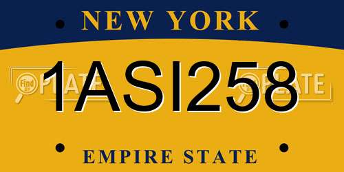 1ASI258 New York License Plate