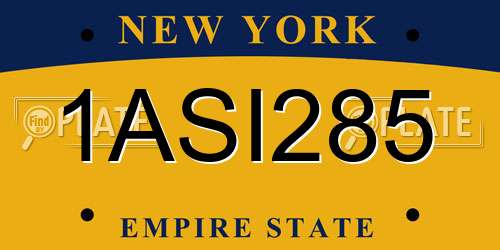 1ASI285 New York License Plate