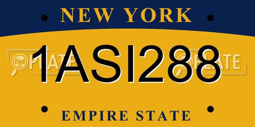 1ASI288 New York License Plate