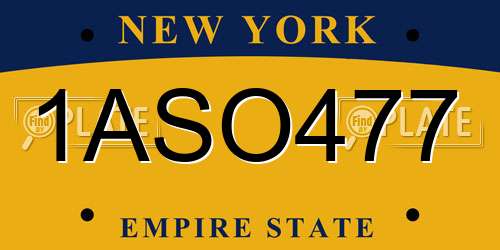 1ASO477 New York License Plate