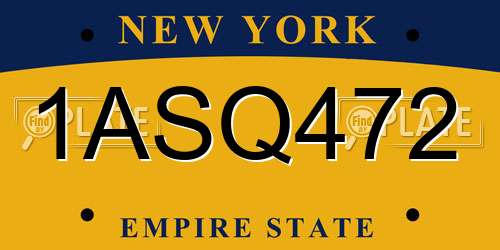 1ASQ472 New York License Plate
