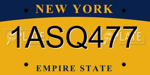 1ASQ477 New York License Plate