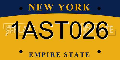 1AST026 New York License Plate