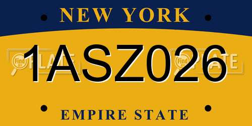 1ASZ026 New York License Plate