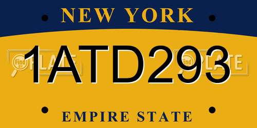 1ATD293 New York License Plate