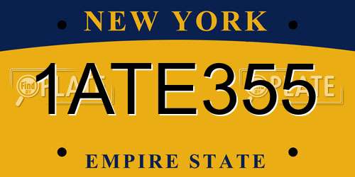 1ATE355 New York License Plate