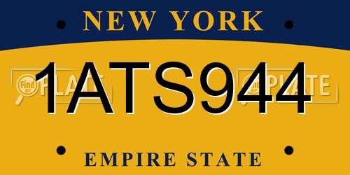 1ATS944 New York License Plate