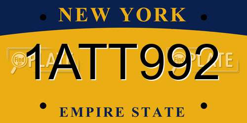 1ATT992 New York License Plate