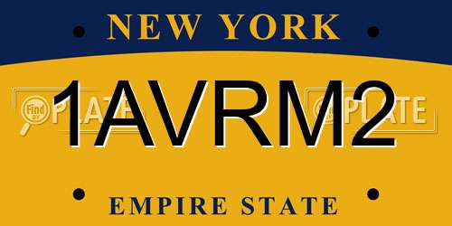1AVRM2 New York License Plate