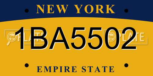 1BA5502 New York License Plate