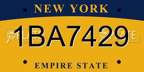 1BA7429 New York License Plate