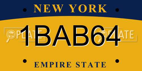 1BAB64 New York License Plate