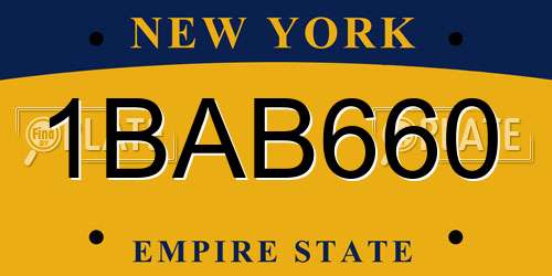 1BAB660 New York License Plate