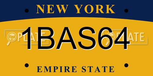1BAS64 New York License Plate