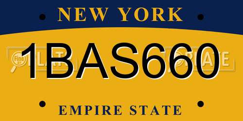 1BAS660 New York License Plate