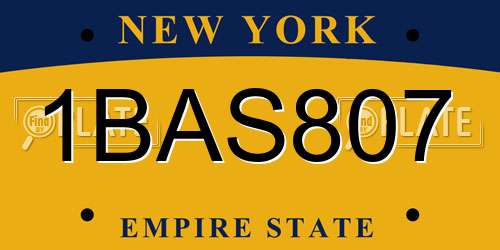 1BAS807 New York License Plate