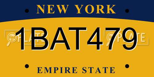 1BAT479 New York License Plate