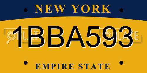 1BBA593 New York License Plate