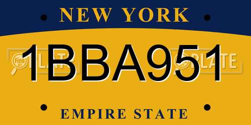 1BBA951 New York License Plate