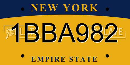 1BBA982 New York License Plate