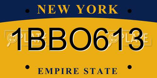 1BBO613 New York License Plate