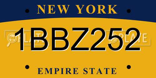 1BBZ252 New York License Plate