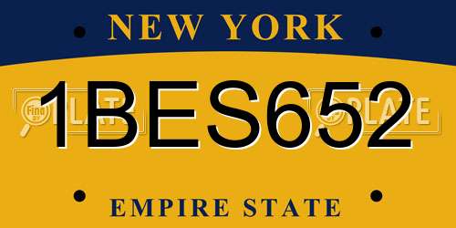 1BES652 New York License Plate