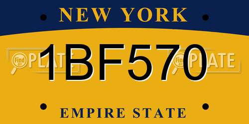 1BF570 New York License Plate