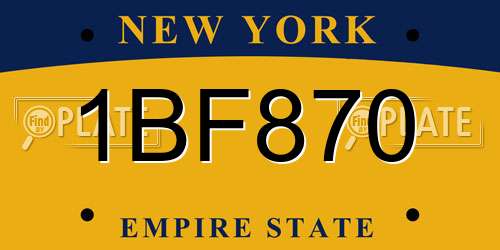1BF870 New York License Plate