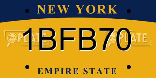 1BFB70 New York License Plate