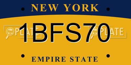 1BFS70 New York License Plate