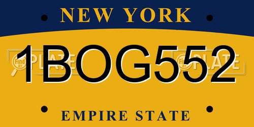 1BOG552 New York License Plate