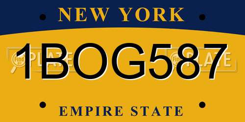 1BOG587 New York License Plate