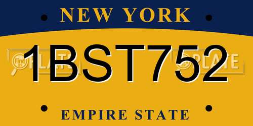 1BST752 New York License Plate