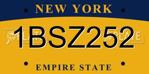 1BSZ252 New York License Plate